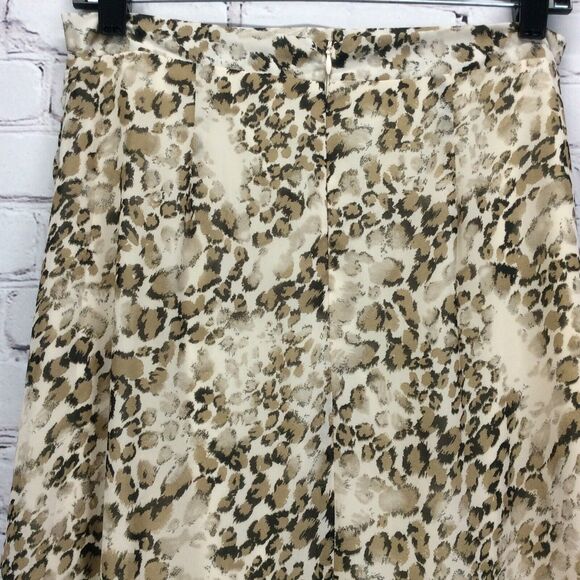 P Cill Midi Skirt Women's Size M Brown/Cream/Black Animal Print Ruching Lined - Picture 6 of 7